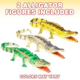 ArtCreativity Soft Alligator Toys for Kids, Set of 2, PVC Animal Figurines, 14.5” Long Alligator Toys for Pretend Play and Wildlife Decorations, Gifts and Favors for Safari or Zoo Birthday Party