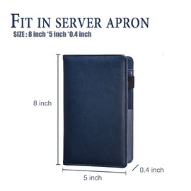 Server Books For Waitress/Waiter Book with Zipper Money Pocket,Cute Waitress Books Organizer Accessories Fit Server Aprons Note Pads (Blue)