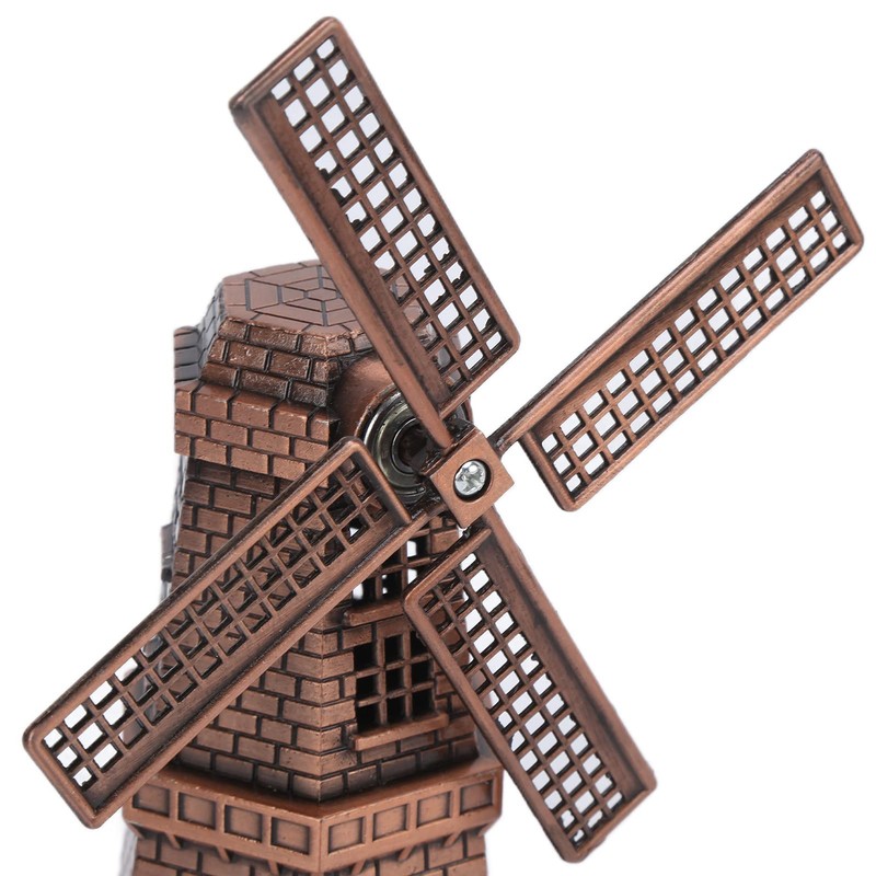 Wooden Dutch Windmill Decor Retro Style Red Bronze Farmhouse Windmill