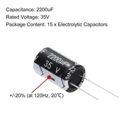 sourcing map 2200uF 35V 16x25mm Electrolytic Capacitor, Radial Leads Aluminum Capacitors for TV, LCD Monitor, VCD, 15Pcs
