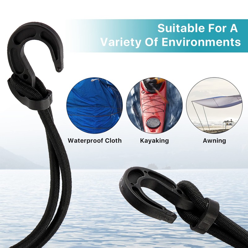 40 pcs Plastic Shock Cord Hooks, Elastic Bungee Rope Hooks