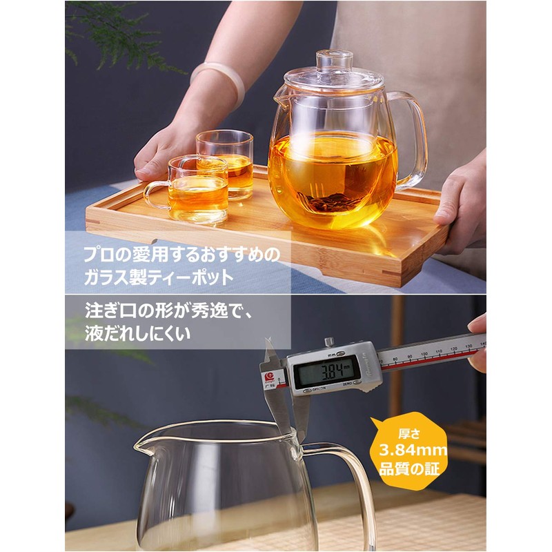 IwaiLoft IL-G1968 Handmade Heat Resistant Glass Tea Pot with Tea