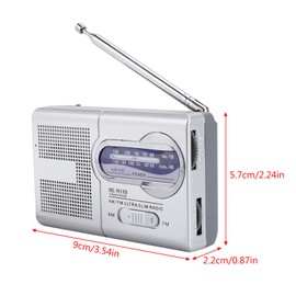 KooingTech Mini Pocket AM FM BCR119 Radio Speaker Receiver Telescopic Antenna 9 * 5.7 * 2.2cm， Portable Radio with Telescopic Antenna
