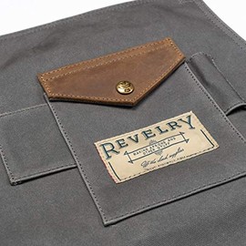 Revelry Supply Waxed Canvas Apron with Pockets and Cross Back Adjustable Straps (Grey)