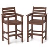 Tangkula Patio Adirondack Bar Chairs Set of 2, HDPE Bar