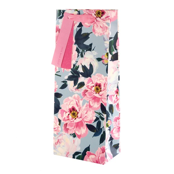 Hallmark Multi-Occasion Bottle Bag - Pink and Blue Floral Design