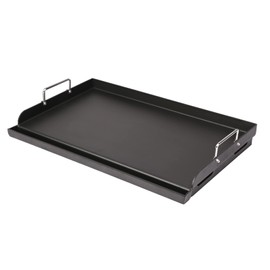 Utheer 25" x 16" Pre-Seasoned Nonstick Cast Iron Griddle for Gas & Charcoal Grills – Universal Flat Top with Grease Groove, Reinforced Ridges & High Sidewalls, Great for Parties, Camping & Tailgating