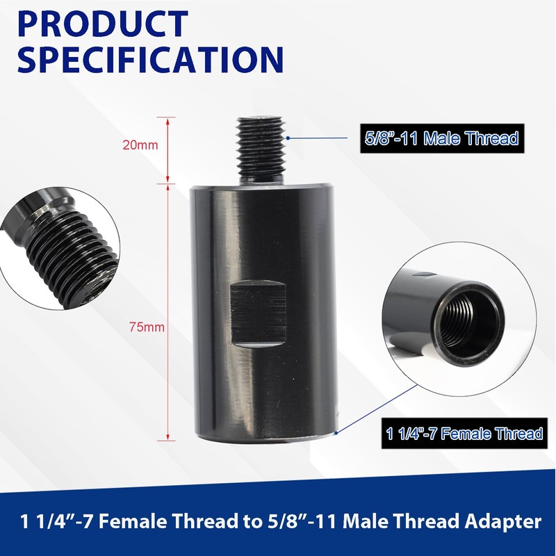 DaduoRi 1-1/4"-7 Female to 5/8"-11 Male Thread Core Drill Bit
