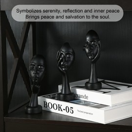 ZJ Whoest 3 Pcs Thinker Statue. See No Evil Hear No Evil Speak No Evil Small Shelf Decor. Abstract Art Sculptures for Bedroom Bookshelf Coffee Table Decor for Living Room.Gifts for Women