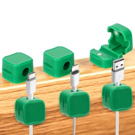 6pcs Phone Charger Wire Holders, Magnetic Desk Cable Clips Self Adhesive Desk Cable Cord Organizer Wire Manager Keeper for Home Office Kitchen Wall Car Desk (Green)