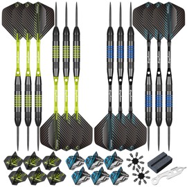 MageRabbit Dartpfeile Metallspitze, 12 Stück, 20g, Stahlspitze, Metallfässer,24pcs Dartpfeile Flights, Dart-Zubehör, 50 zusätzliche Dartspitzen, Schraubenschlüssel für elektronische,Steeldarts