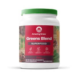 Amazing Grass Amazing Grass Greens Superfood Powder: Greens Powder with Digestive Enzymes & Probiotics, Organic Spirulina, Chlorella, and Beet Root Powder, Berry, 100 Servings