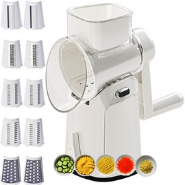 RULA Rotary Cheese Grater Hand Crank Vegetable Chopper Slicer Set, Fruit Cutter Veggie Shredder Food Dicer Chopping Cooking for Nuts Onion Tomato Potato Salad Garlic Cucumber Carrot and Cabbage