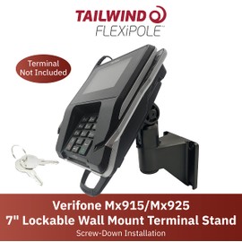 ENS Tailwind Verifone Mx915/Mx925 7" Latch and Key Lock Wall Mount Terminal Stand, Black