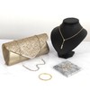 RIOSO Gold Jewelry Set for Women Evening Rhinestone Clutch Purse