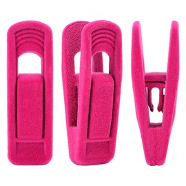 Trgowaul Hot Pink Velvet Hangers Clips, Pants Hangers Velvet Clips, Strong Finger Clips Perfect for Thin Velvet Hangers (20 Pcs, Hot Pink)