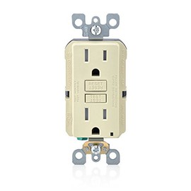 Leviton Smartest Self-Test SmartlockPro Slim Tamper-Resistant LED Indicator GFCI Receptacle, 3-Pack, Ivory, 3 Count, GFTR1-3I, Ivory