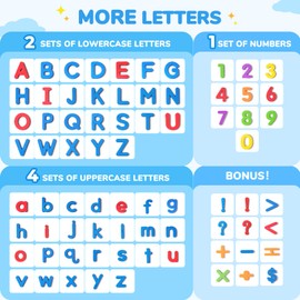 Gamenote Classroom Magnetic Letters Kit 178 Pcs with Double-Side Magnet Board - Foam Alphabet Letters for Kids Spelling and Learning