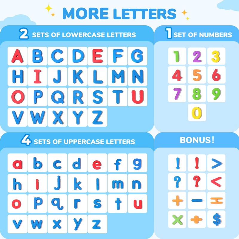 Gamenote Classroom Magnetic Letters Kit 178 Pcs with Double-Side Magnet