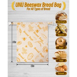 Beeswax Bread Bag 17×13 Inch Strap Reusable Washable Sourdough Storage Bag