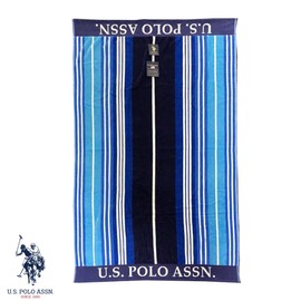 U.S. Polo Assn. Oversized (40” x 70”) Striped Nautical Design Beach Towel - Luxury Plush Cotton Hotel Quality for Bath, Pool - Blue Multicolored
