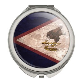 Rustic Distressed American Samoa Flag Compact Travel Purse Handbag Makeup Mirror