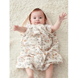 TILLYOU Baby Blanket Cotton 75 x 100 cm Double-Sided Children's Blanket Muslin Blanket Baby Crawling Blanket for Newborns, Yellow Jasmine