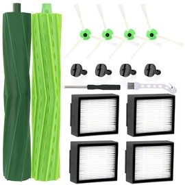 Leadaybetter Leadaybetter B1rsten Ersatzteile f1r iRobot Roomba E & I Serie i7+ i3+ i4+ i6+ i8+ j7+/Plus E5 E6 E7 Ersatz Saugroboter Zubeh?r 4 Hochleistungsfilter, 1 Gummib1rsten,4 Seitenb1rsten