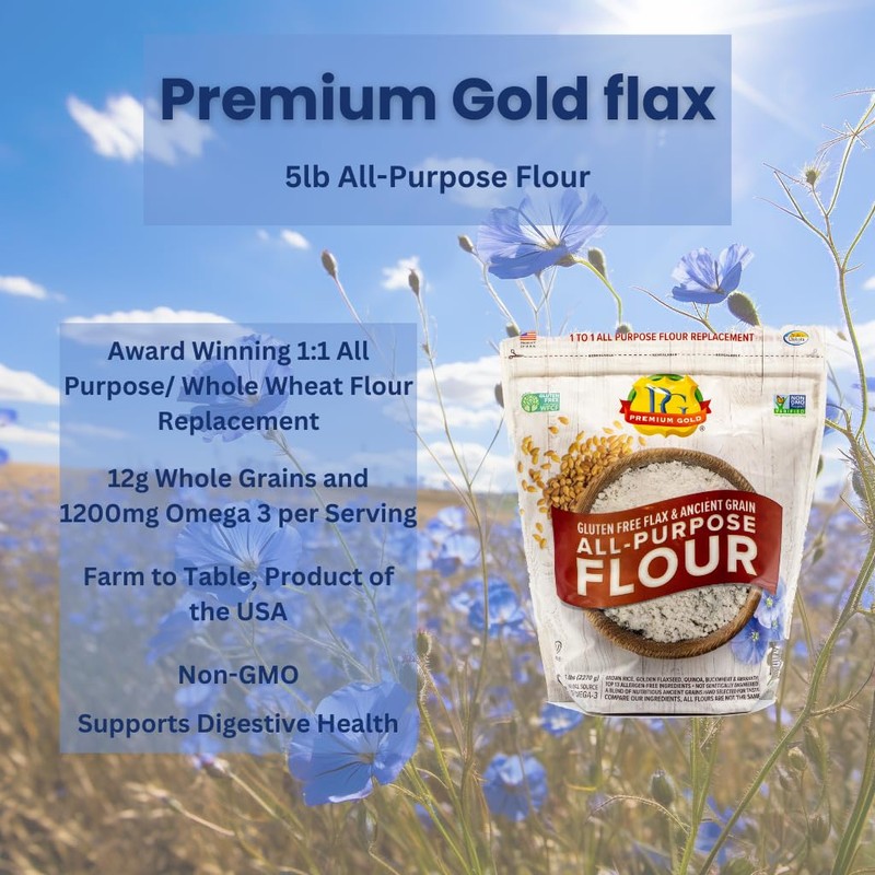 Premium Gold Gluten Free All Purpose Flour, 5 Pound, Gluten-Free,
