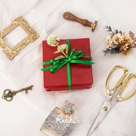 Ribbli Emerald Green Satin Ribbon,Double Faced Satin 1/4 inch x Continuous 50 Yards,Emerald Green Ribbon Use for Bows Bouquet,Gift Wrapping,Wedding Decoration,Floral Arrangement