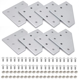 2020 Aluminum Extrusion Connector Bracket Set Included 8PCS Joint Plates,40Pcs M5 L-Slot Nuts and 40Pcs M5x8mm Hex Socket Cap Screw for 2020 Series Aluminum Profile 3D Printer Frame Silver