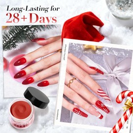 AZUREBEAUTY Dip Powder Nail Set, Christmas Red Burgundy Rose Berry Sparkle White Silver Glitter, 6 Colors Dipping Powder Starter Kit French Nail Art Manicure DIY Salon, No Need Nail Lamp Cured