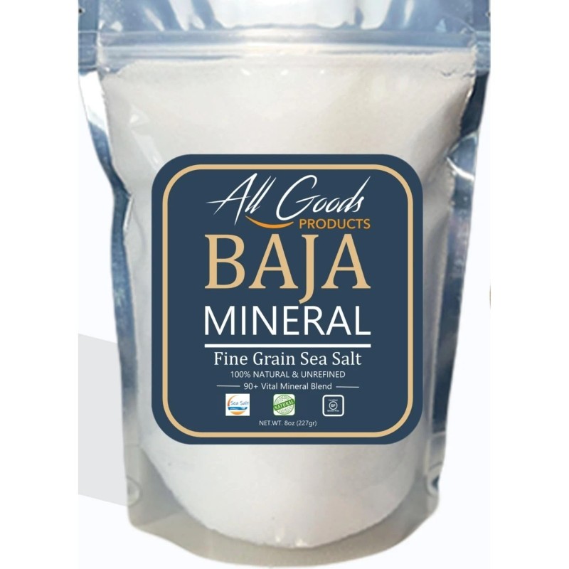 Baja Gold Mineral Sea Salt, Natural Grain Crystals, 8oz .