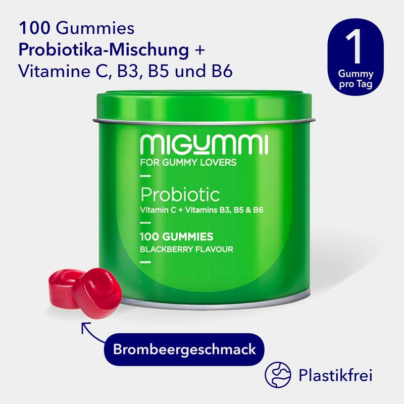 Intestinal Probiotic Gummies | 100 Gummies with Natural Blackberry Flavour