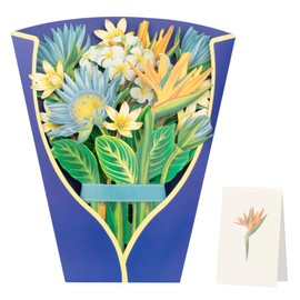 Fondersy Paper Pop Up Cards, 12 Inch Strelitzia Reginae Forever Flower Bouquet 3D Popup Greeting Cards with Note Cards and Envelopes for Birthday Gift Cards and Holiday Greeting Cards