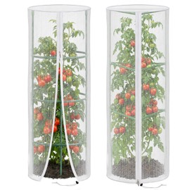 2 Pcs 57"X15.7" Round Tomato Netting with Zipper, Insect Bird Cover