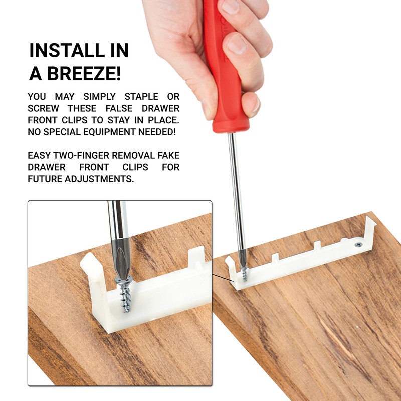 Pair of Rok Hardware Plastic False Front Cabinet Clips 5"