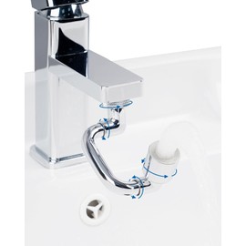 Hibbent 1080° Swivel Faucet Extender, Metal Rotatable Sink Faucet Aerator with Metal Extension, Dual Function 2 Modes Kitchen & Bathroom Sink Sprayer, Faucet Attachment for Gargle/Eye/Face Washing