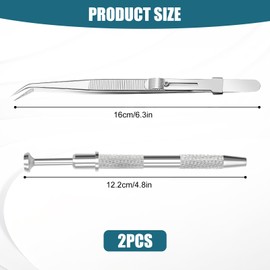 2 Pcs Piercing Ball Grabber Tool, Jewelry Pickup Tools with 4 Grippers, Precision Stainless Steel Jewelry Locking Tweezers for Tiny Objects IC Chip Electronic Components