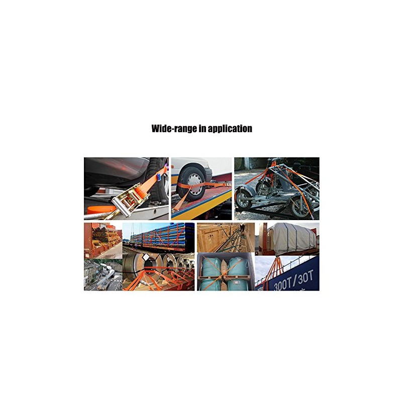 AA Products Heavy Duty Securing Ratchet Straps with Double J-hooks