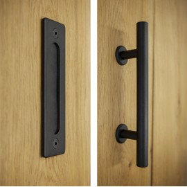 Natural Goods Berlin 1 x Sliding Door Handle Barn Door Hardware, Metal, Matt Black Powder-Coated, Barn Door, Kitchen Door, Room Divider, Door Handle (Standard, Matte Black)