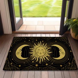 SPUNKER Door Mat,Boho Celestial Front Door Mat 17''x30'',Sun Moon Stars Doormats Indoor Entrance,Welcome Entry Mat,Outdoor Welcome Mat,Low-Profile Floor Rugs for Entry Patio