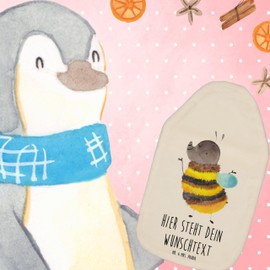 Mr. & Mrs. Panda Personalisierte Wärmflasche Hummel flauschig - Personalisierte Geschenke, Blume, Personalisierte Wärmflasche mit Bezug, Tiermotive,