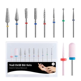 BNG Nail Drill Bits Professional 10PCS Cuticle Drill Bits Sets, Ceramic Diamond Drill Bit For Nail, Electric 3/32" Efile For Cuticle Removal, Acrylic Gel Nails Manicure Pedicure Home Salon Tool