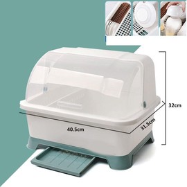Covered Dish Drying Rack, Dust Proof Kitchen Storage Dish Drainer Caddy Box for Restaurant Kitchen Home