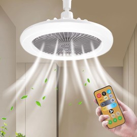 Shengruili Fan lamp, ceiling fan with LED light E27, ceiling fan with lighting 30 W, quiet ceiling fan with light and remote control for bedroom, children's room