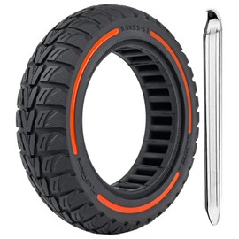 TOCBEUU 9.5x2.5-6.1 Solid Tires for Electric Scooter: Off-Road Replacement Wheels, Tubeless Rubber Tyre for NIU KQi3 Pro/Max/Sport Electric Scooter- Red(1PCS)