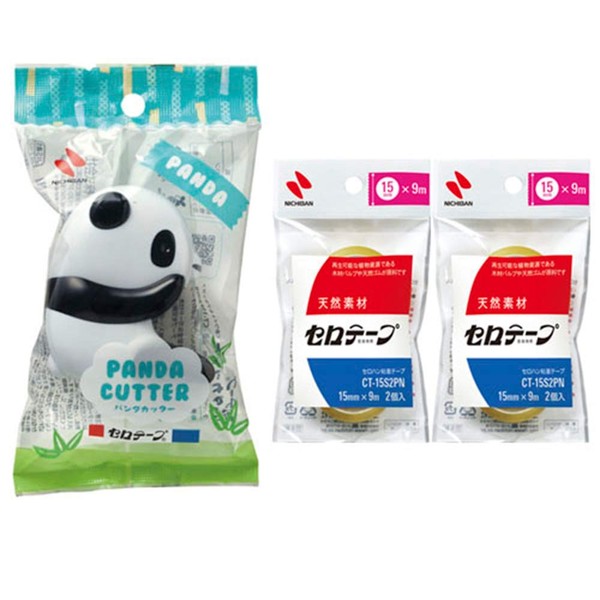 Nichiban CT15PAWB-S2PN2P Cellotape Panda Tape Cutter Replacement Small Roll, 4