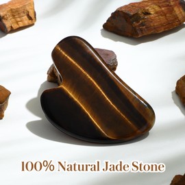 rosenice Gua Sha Facial Tools Gua Sha Jade Stone for Face Skincare Facial Body Tensions Reduce Puffiness Yellow