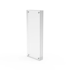 FixtureDisplays Plaxiglass LOGO Block Acrylic Sign Holder Magnetic Picture Photo Frame 8x3"